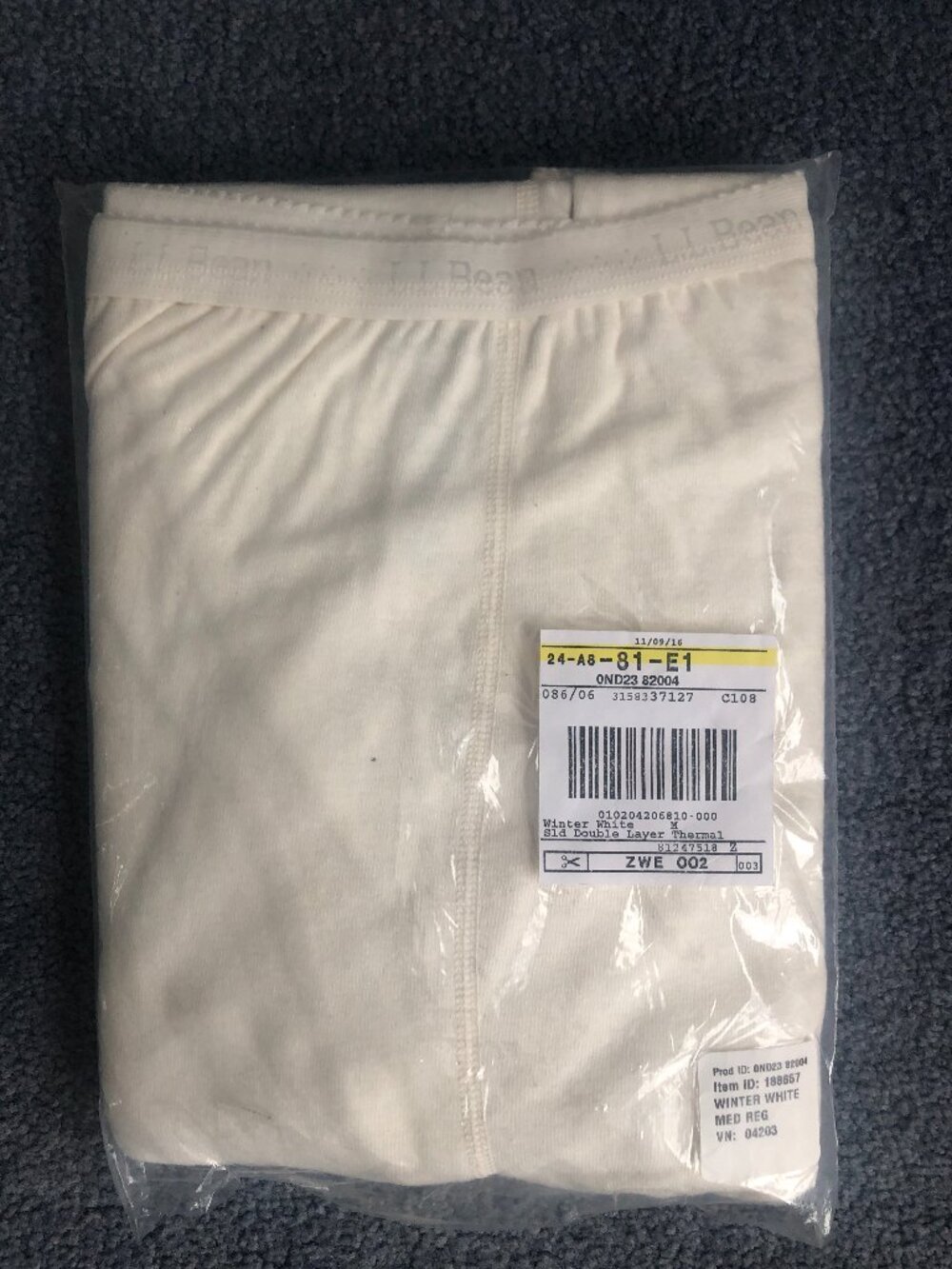 SEALED New Women's M Medium LL Bean Winter White Double Layer Thermal Bottoms
